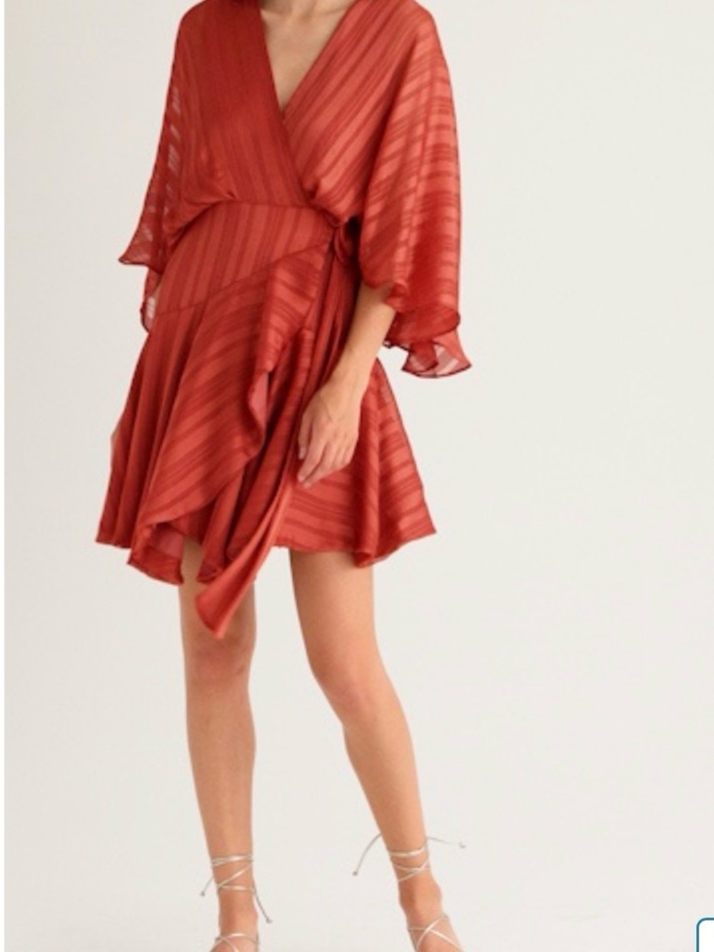 Btfl-life Red Striped Mini Dress - Tie Waist